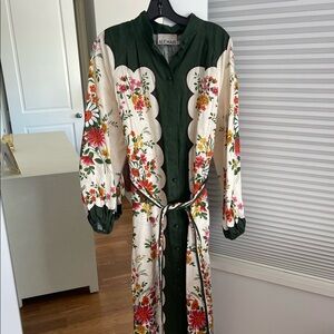 Alemais Elisabetta Midi Floral Linen Shirtdress